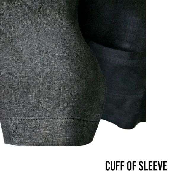 ANDREA JOVINE Women's Plus Size Black Linen Blazer with Pockets 1X-2X - Picture 7 of 13